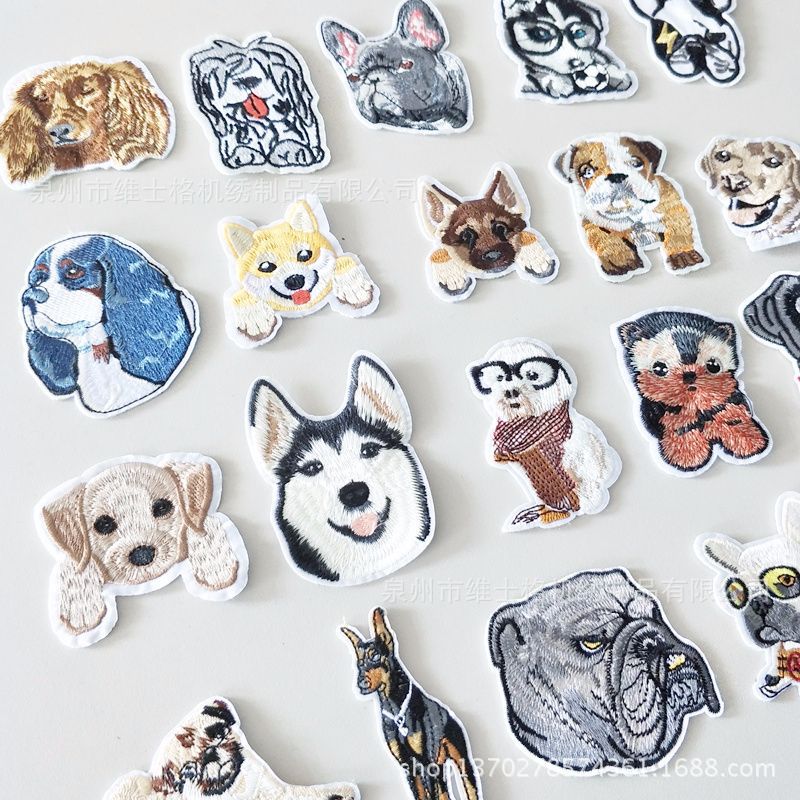 布贴新款刺绣 狗年 新款卡通狗头布帖 衣服装饰贴 小狗 可缝可烫