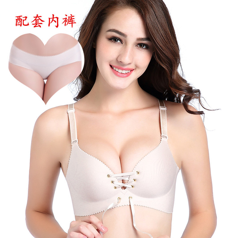Honeycomb Cup Breathable Bra Gloss Tape Pull-up Adjustable Underwear Bra Set