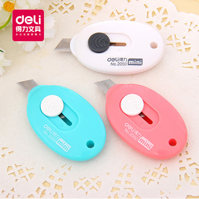 Deli Utility Knife 2050 Small Utility Knife Mini Letter Opener Cute Hanging Hole Portable Keychain Express Knife