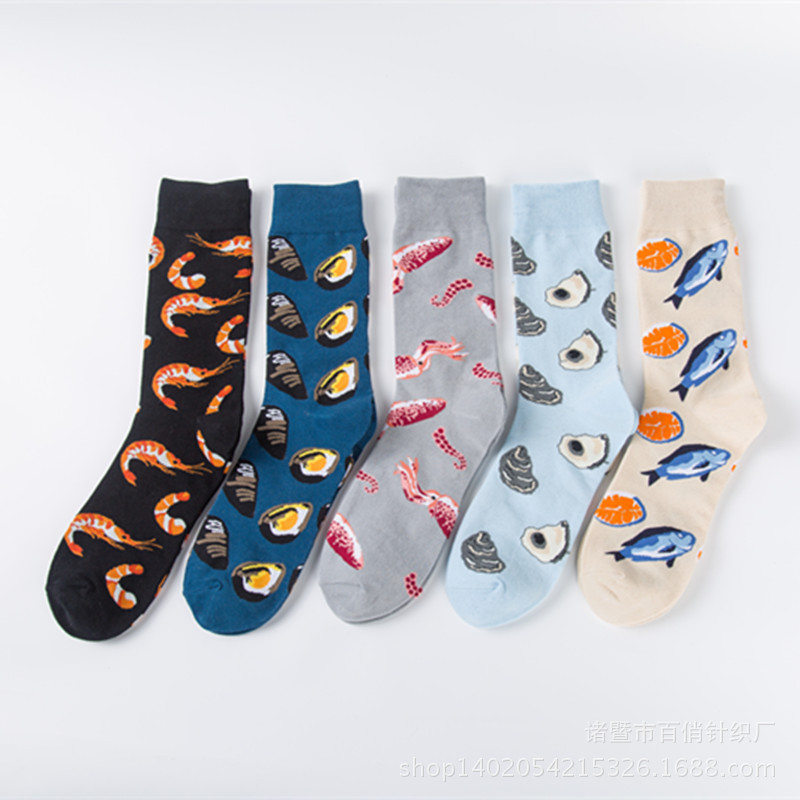 Spot fashion color men's socks couple socks casual socks wholesale seafood series happy fashion socks Spot fashion color men's socks couple socks casual socks wholesale seafood series happy fashion socks