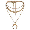 Golden necklace, pendant heart shaped, chain for key bag , accessory, European style, suitable for import, wholesale