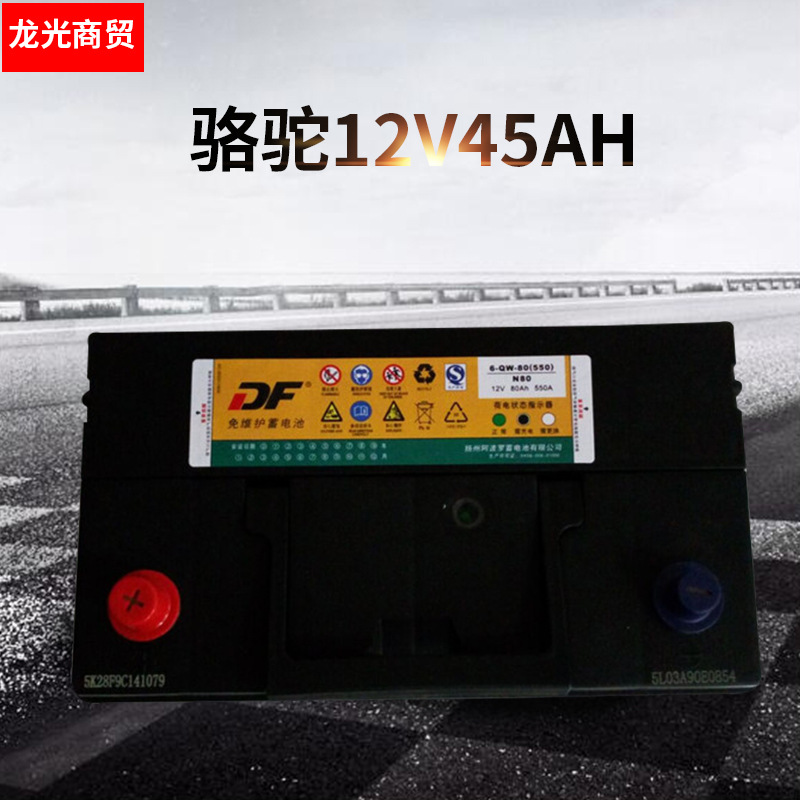 厂家供应骆驼DF12V45AH面包车微型车启动型用免维护铅酸蓄电池