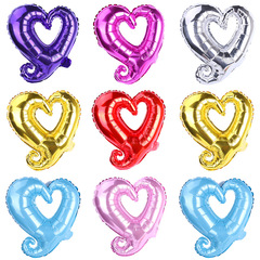 18-inch Hook Heart Aluminum Foil Balloon Wedding Decoration Creative Wedding Valentine's Day Confession Aluminum Foil Heart Balloon