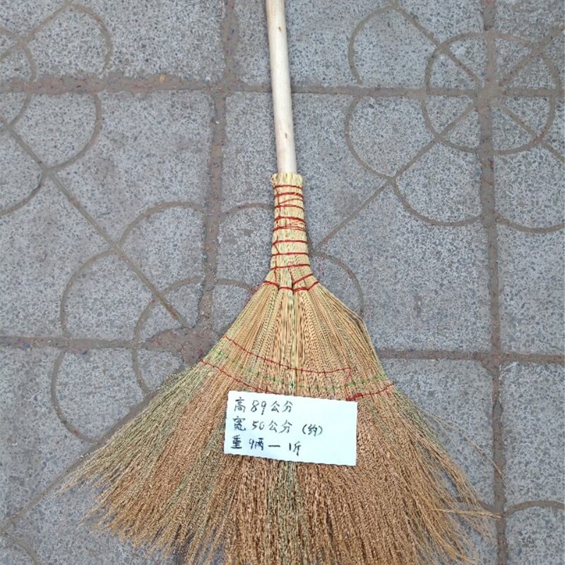 Factory Cleaning Pole Dustpan Wooden Pole Straw Broom Cleaning Tool Outdoor Garden Floor Cleaning Handmade Long Handle