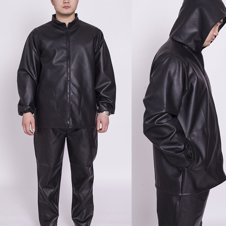 Men's Oil-Proof Waterproof Leather Clothing Leather Pants Set Car Repair Aquatic Product Car Washing Wear-Resistant Leather Cover Clothes Labor Protection Work Clothes Set