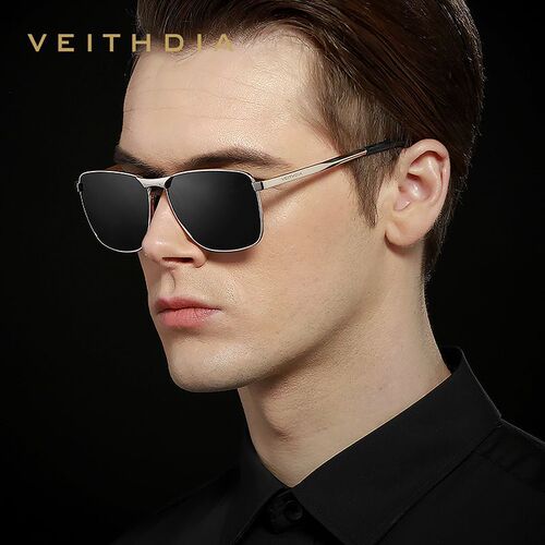 No brand LOGO laser-printable men's polarized anti-UV sunglasses square full frame gold frame sunglasses 2462
