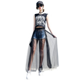 Летняя ультратонкая черная длинная юбка, высокая талия