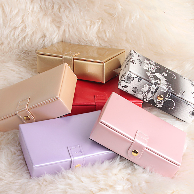 便携首饰盒皮革公主欧式饰品盒手饰收纳盒珠宝盒简约耳钉戒指盒