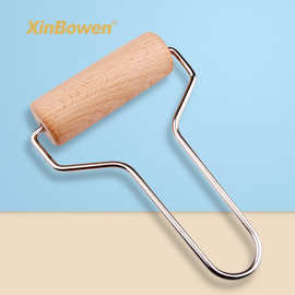 跨境木质美术生软陶艺工具滚泥器学生diy圆木滚擀泥仗擀不锈钢杆