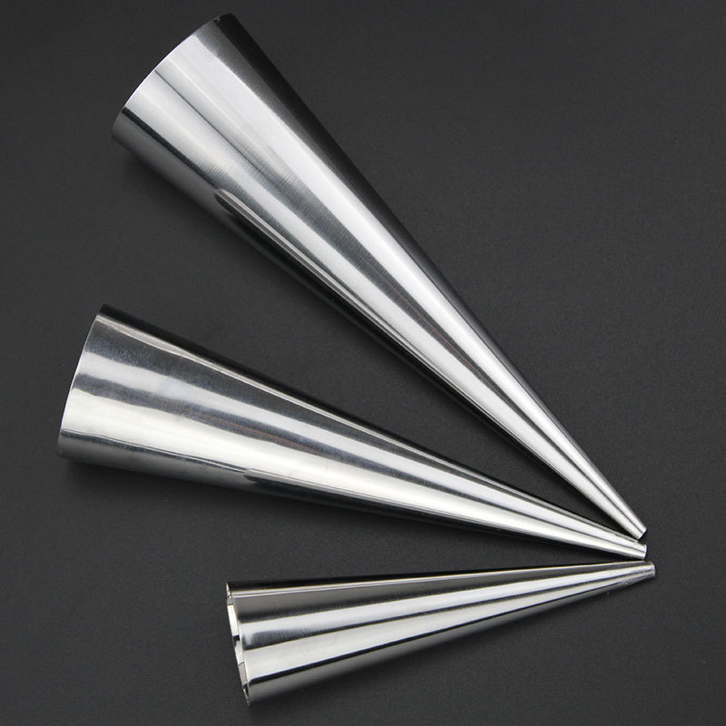 Molde de tubo crujiente de acero inoxidable cono de rollo de huevo danés tubo de tornillo grande para hornear bolsa de cuerno tubo de tornillo molde de boquilla de crema