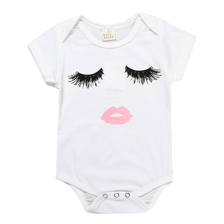 Foreign trade children's clothing a generation of ins cute sleeping eyes printed cotton baby clothes baby climbing clothes