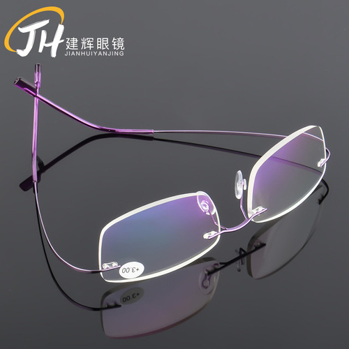 Wholesale alloy frameless super elastic floor stalls with film for the elderly, ultra-light metal glasses, reading glasses for the elderly, frameless