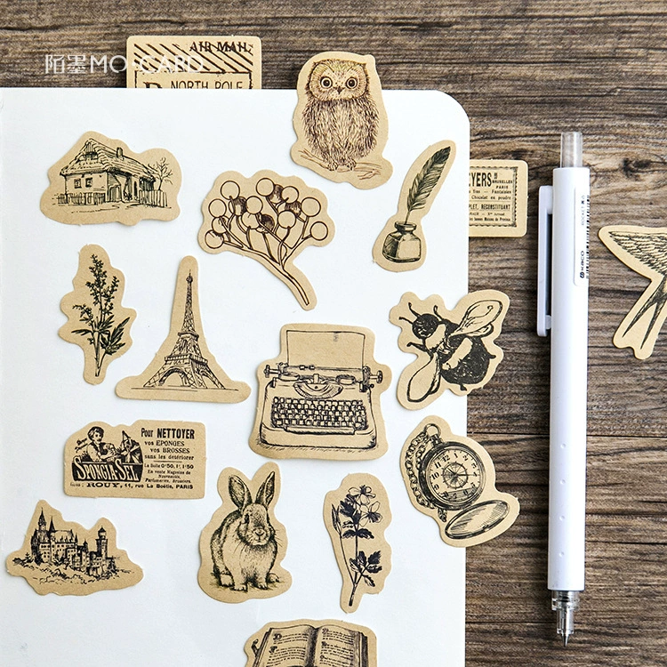Винтажный набор Kraft наклейки, фотоальбом и планер DIY, 46 шт в упаковке, разные дизайны