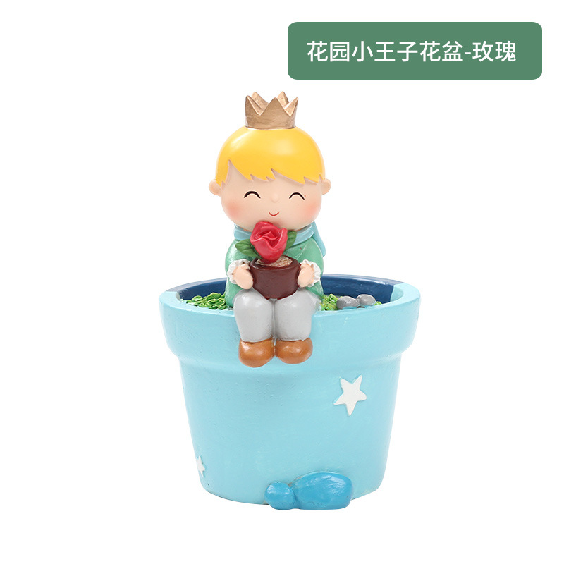 Chậu cây mọng nước hoàng tử bé hoạt hình, chậu mini để bàn, trang trí tiểu cảnh sân vườn (RG-77)