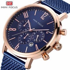 MINI FOCUS Fashion Quartz Men's Watch Three-Window Six-Hour Calendar Water-Resistant Men's Watch 0183G