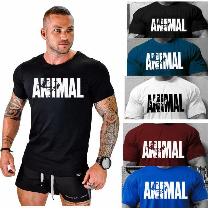 AliExpress ANIMAL Crewneck Men's Cotton Muscle Fitness Bodybuilding Men's T-shirt Workout