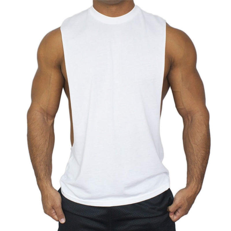 AliExpress, Wish, Amazon new men's base layer solid color fitness sports cotton vest low waist muscle