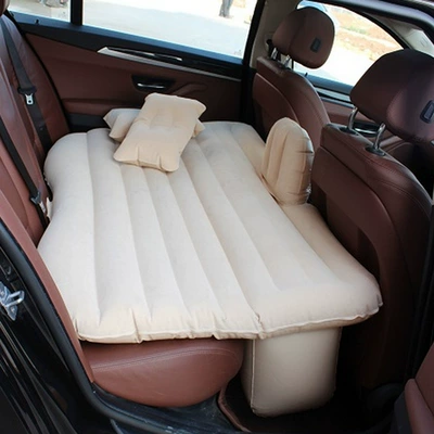 Car inflatable mattress, rear seat Vehicle-mounted inflatable bed - beige-flocked-one-piece-with-crotch