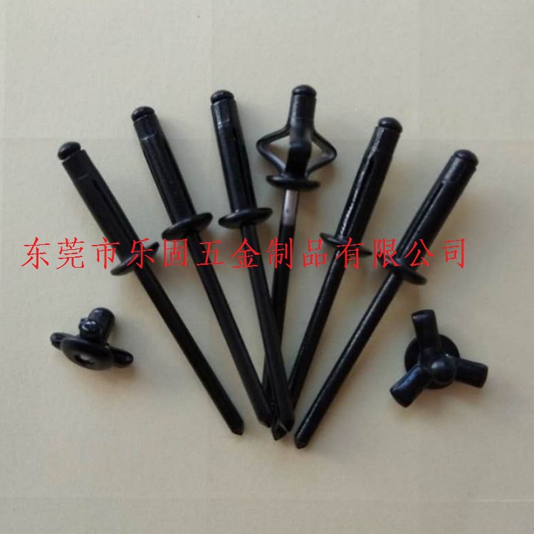 黑色开花拉钉黑色灯笼铆钉防水灯笼型抽芯铆钉折叠三孔铆钉4*16