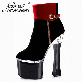 �ָ���ѥ��ˮ̨18cm���߸�ҹ���Ͳѥ�� �W��ҹ��ƴɫ�G��С�aѥ