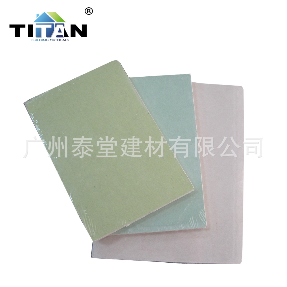 Exportado justo después de la placa de yeso, placa resistente al agua y a prueba de humedad, placa de yeso de papel, techo, decoración de pared de partición