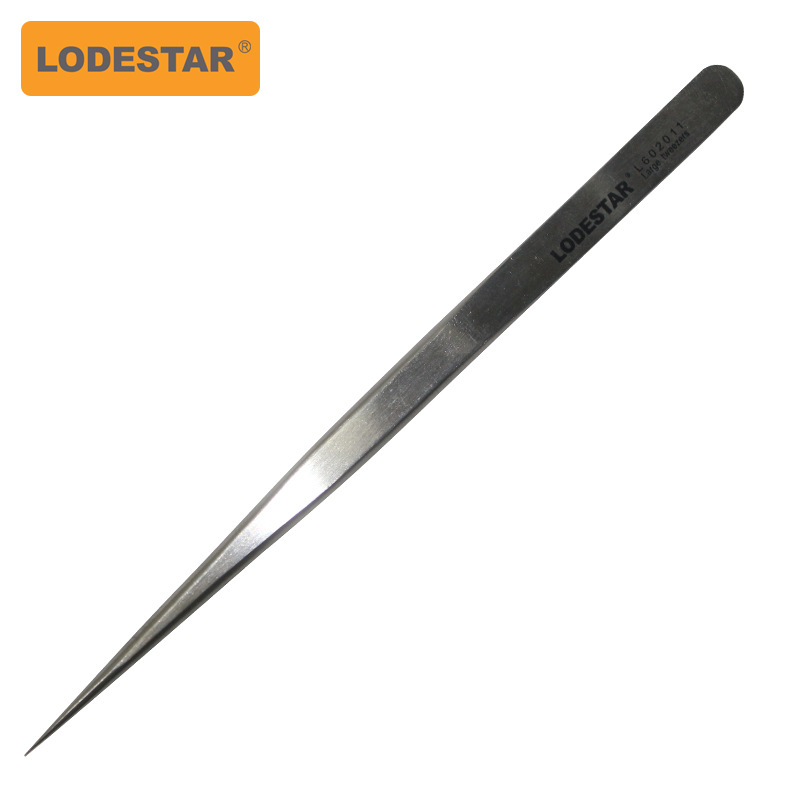 LODESTAR乐达L602011较大型不锈钢镊子高弹力加硬尖头工具diy