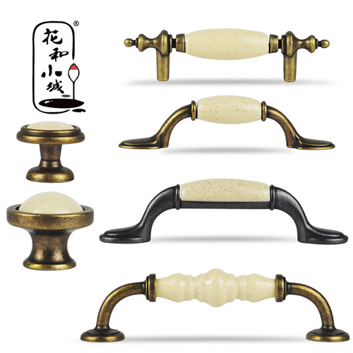 Retro cabinet handles European American ceramic cabinets single hole shoe cabinet drawer small handles round wardrobe door handles
