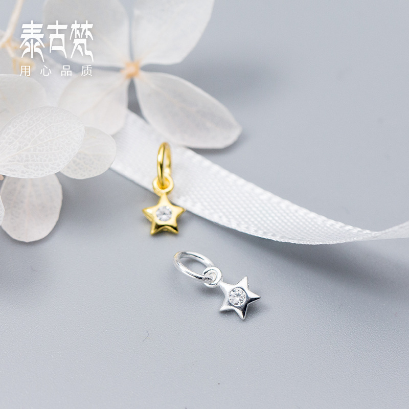 银配件批发 S925银素银简约五角星吊坠挂件DIY手工饰品配件Q0052