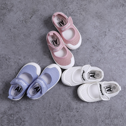 Spring and summer Korean breathable hollow comfortable single shoes with square mouth casual baby toddler shoes for children and middle-aged children