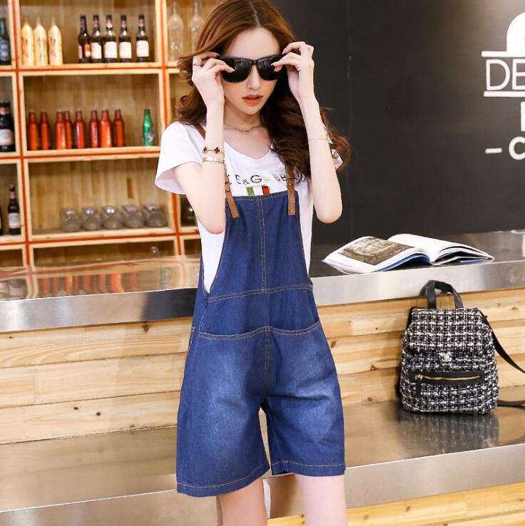 Papaya milk summer new women's Denim culottes mid-length fashion Korean casual slimming suspender shorts fashion Papaya milk summer new women's Denim culottes mid-length fashion Korean casual slimming suspender shorts fashion