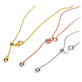 意大利工艺纯银1mm调节套扣麻花链锁骨项链吊坠彩银毛衣链潮流