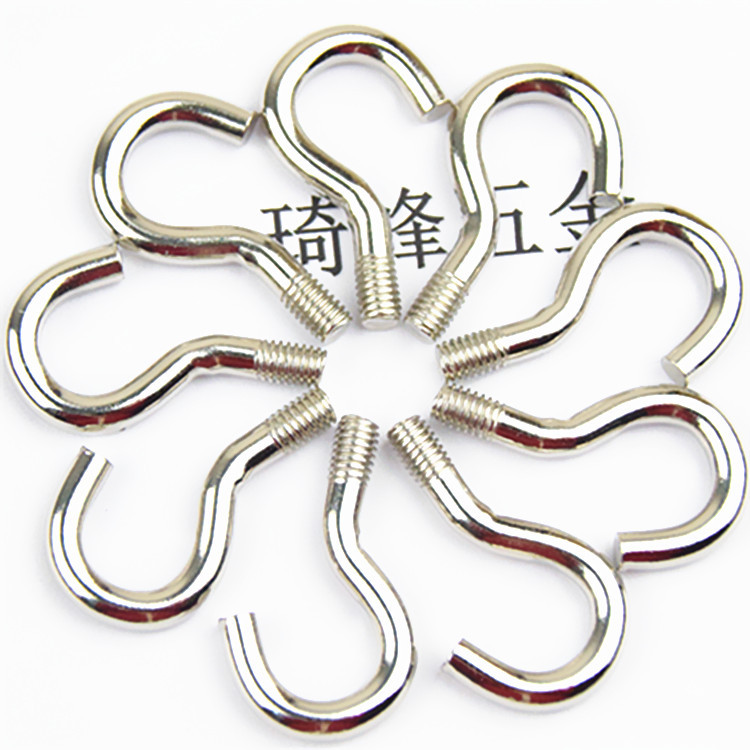 带眼机螺丝M6*8*42镀镍半圆折弯钩厂家批发问号铁钩子紧固件挂钩