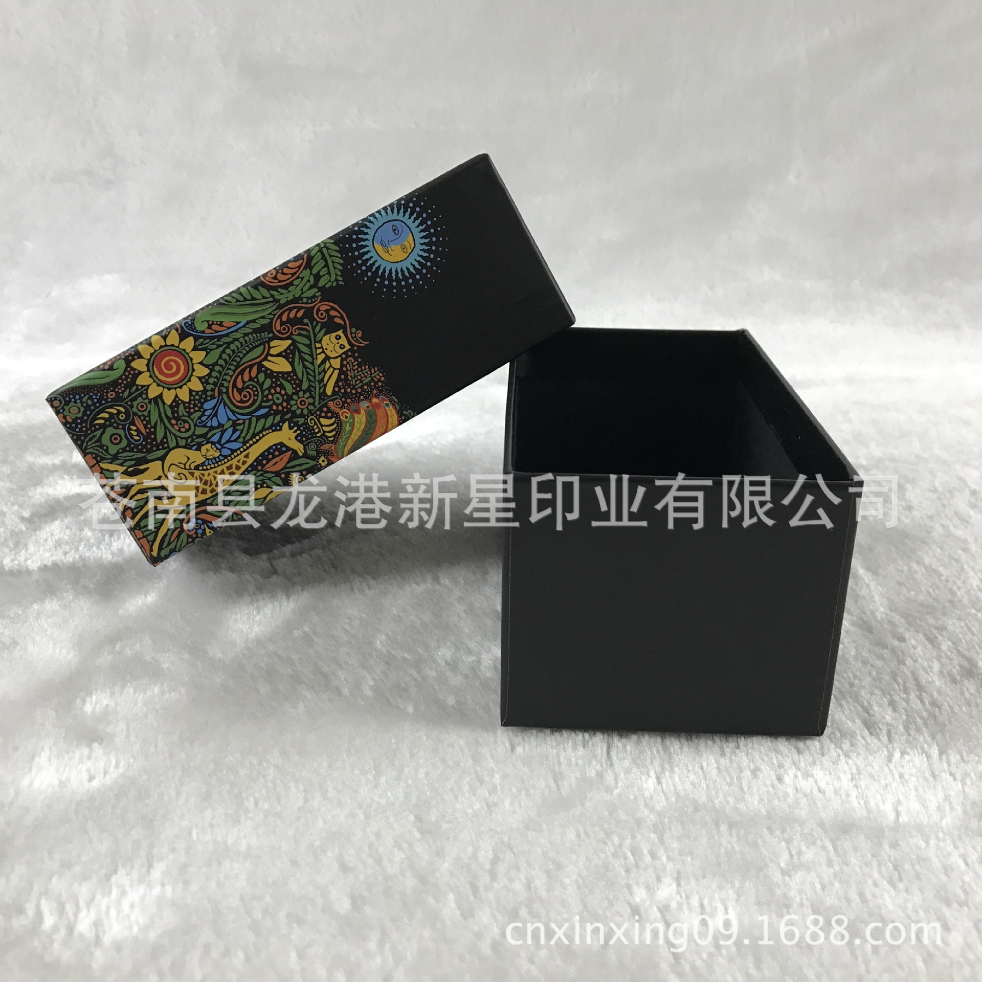 黑色纸盒包装盒 彩色印刷天地盖硬纸板礼品盒