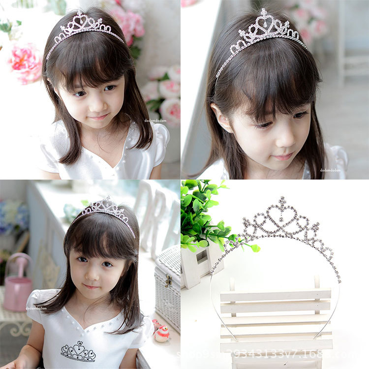 Corona para niños, nueva diadema coreana de cristal, diadema de aleación con diamantes de imitación, corona para fiesta de cumpleaños de princesa, horquilla bonita