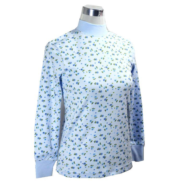 纯棉中老年人加肥大码全棉内衣女士单件秋衣圆领半高领棉毛衫上衣