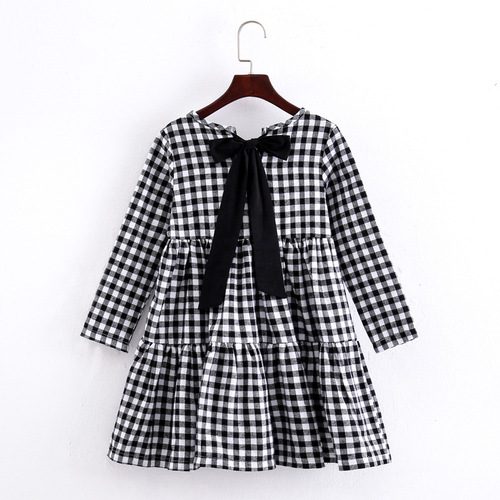 Girls' Long Sleeve Dress 2024 New Children's Clothing Girls' Spring Clothing Korean Style Trendy Plaid Doll Skirt Children's Skirt