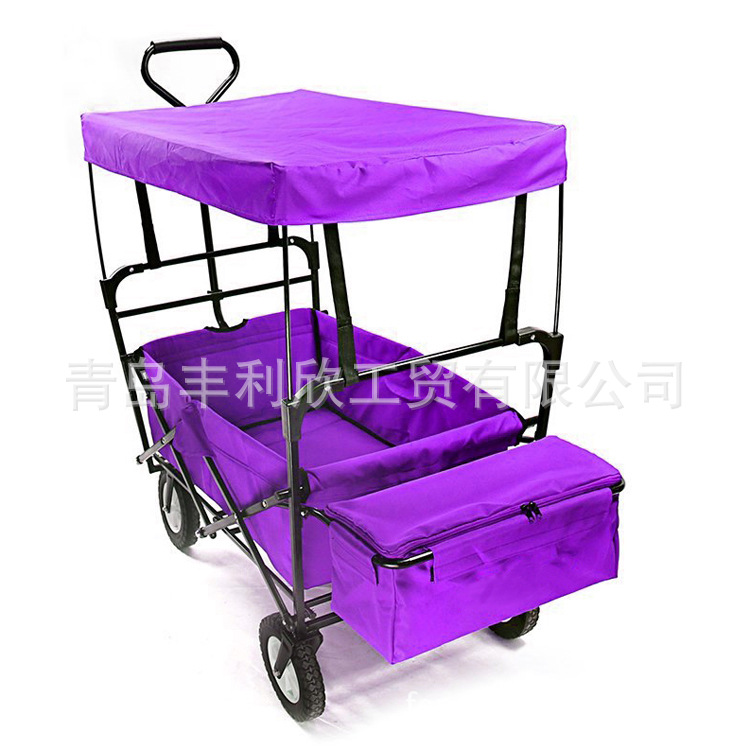 四折营地车野营便携折叠小推车，大容量户外露营野营车