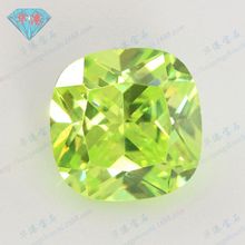 华港宝石 肥正方形苹果绿色锆石裸石批发 枕形皓石戒面人造CZ宝石