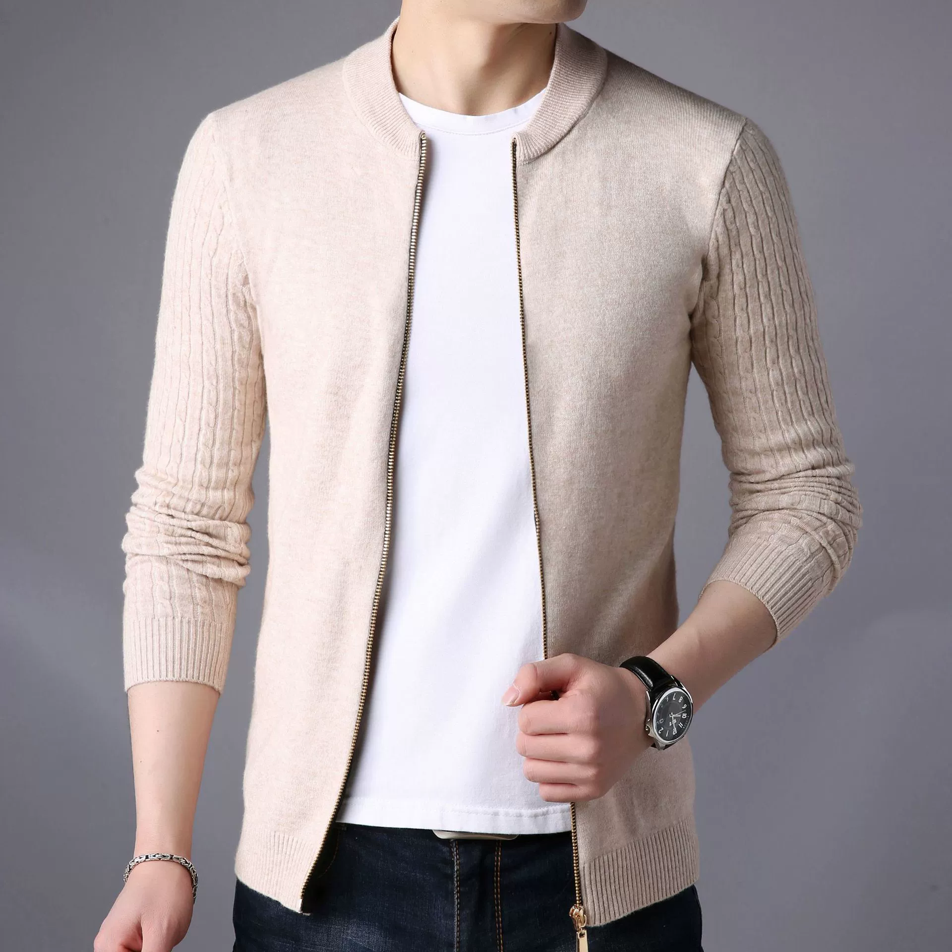 Вязаный свитер, кардиган для отдыха, куртка, коллекция 2023 года, slim fit, корейский стиль