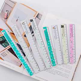 铭强厂供学生尺子铝尺卡通图案可爱铝尺工厂测量尺办公铝尺可代发
