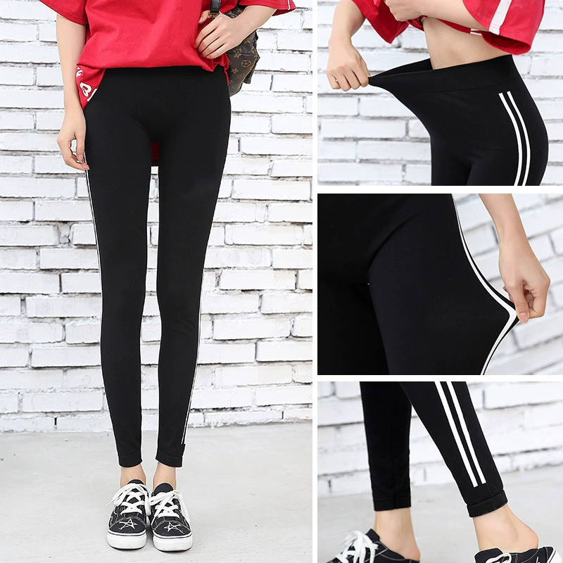 2023 весенние спортивные корейские леггинсы с белыми полосами