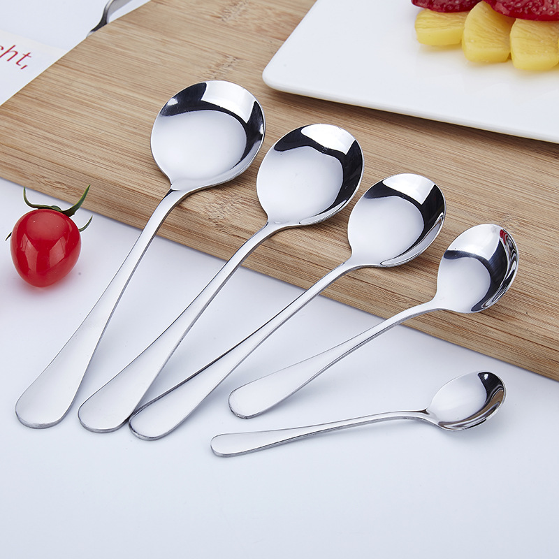 Stainless Round Popular Coffee Honey Stirring Ice Cream Dessert Spoon, Household Stainless Steel Tableware Spoon_voghion.com