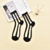 K08-08 Vertical stripe black nude socks
