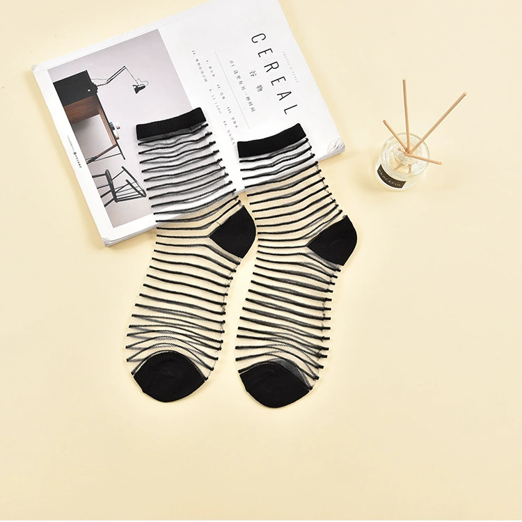 Sheer summer glass tights socks, transparent patterned crystal, one size