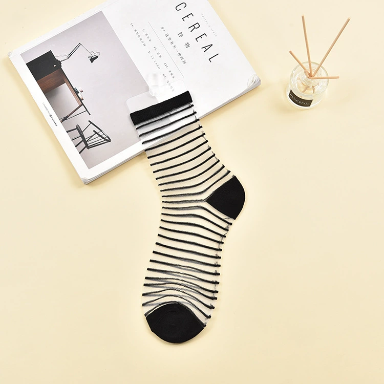 Sheer summer glass tights socks, transparent patterned crystal, one size