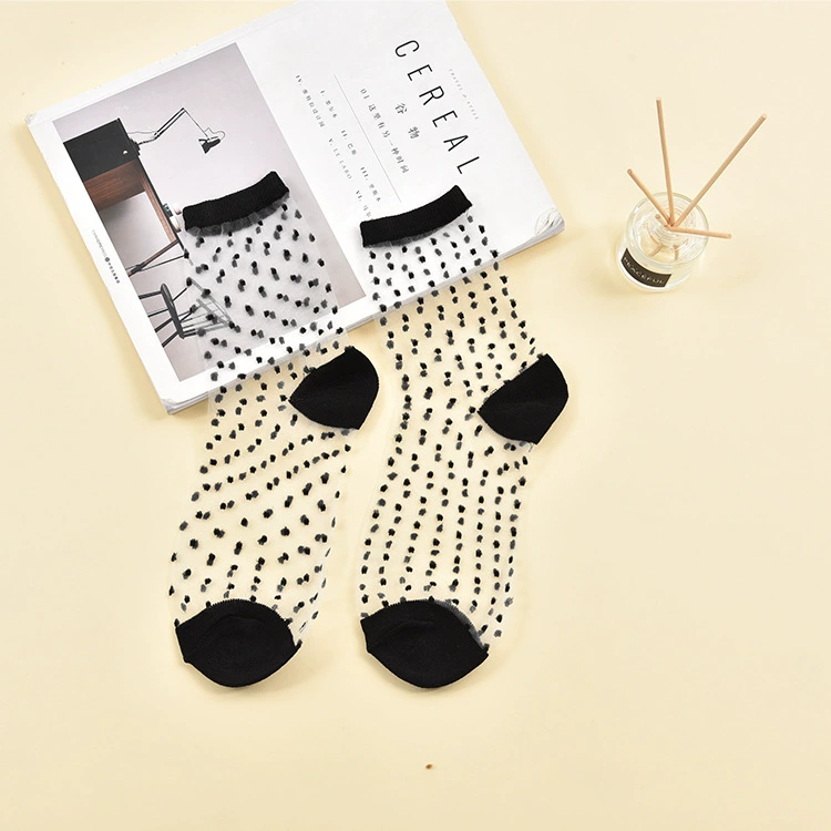 Sheer summer glass tights socks, transparent patterned crystal, one size