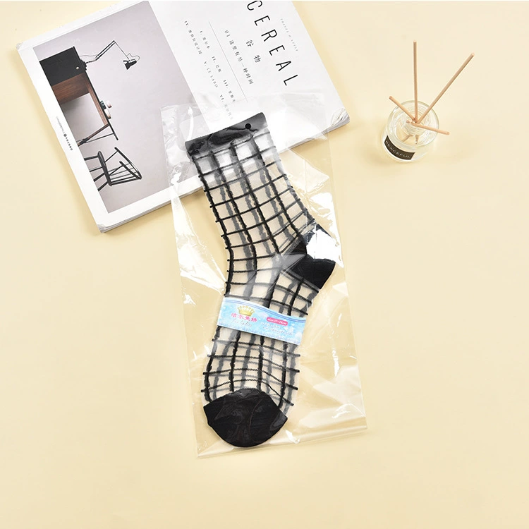 Sheer summer glass tights socks, transparent patterned crystal, one size