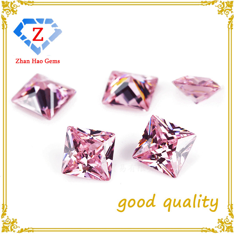 Factory Wholesale Color Gem Princess Square Naked Stone Square Zircon Pink Gem DIY Ring Accessories