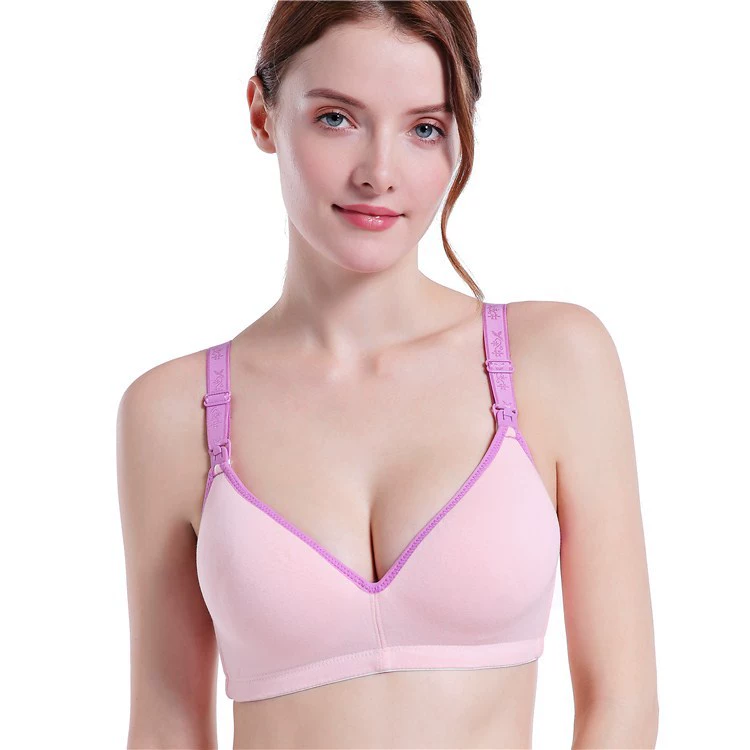 Breastfeeding nursing bra, breathable front‑lock support, plus sizes 75–90 (M–2XL)