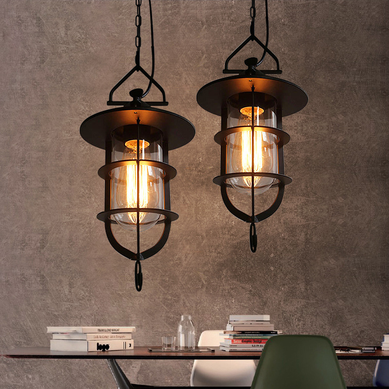 美式乡村工业风锅盖吊灯创意复古个性铁艺餐厅船坞吊灯店铺装饰灯